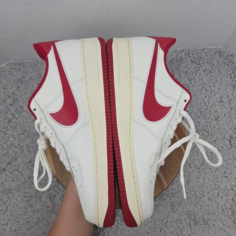 Nike Mens 13 Air Force 1 07 Low Sail Gym Red Casual Daily Sneaker FV0392-101